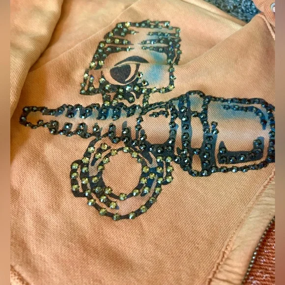 The Great China Wall Vintage RARE Hoodie Swarovski Crystals Sweatshirt handmade - Picture 8 of 9